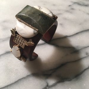 Wooden Cuff with Labradorite